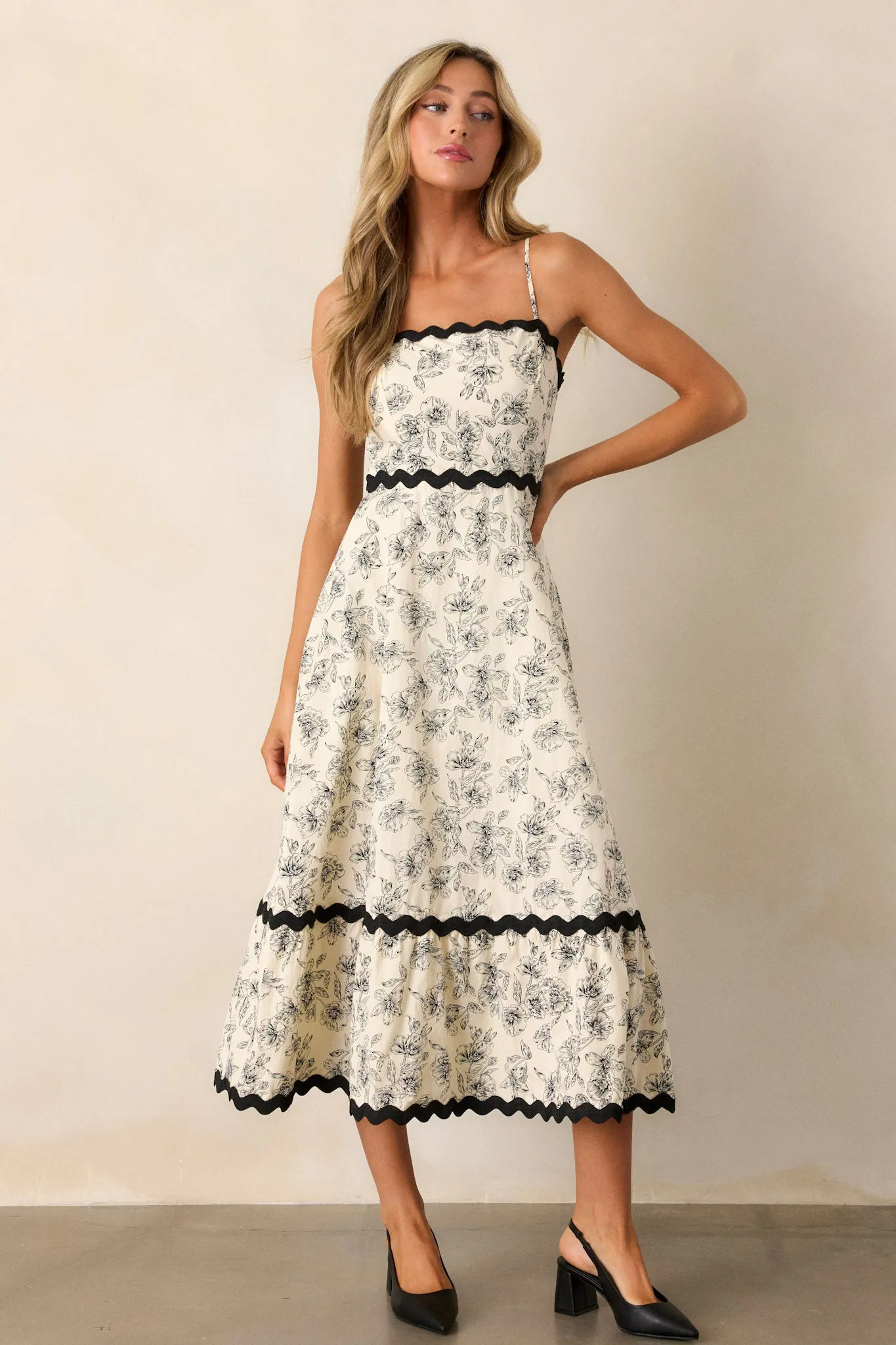 Ivy Illusions Cotton Ivory Floral Print Maxi Dress